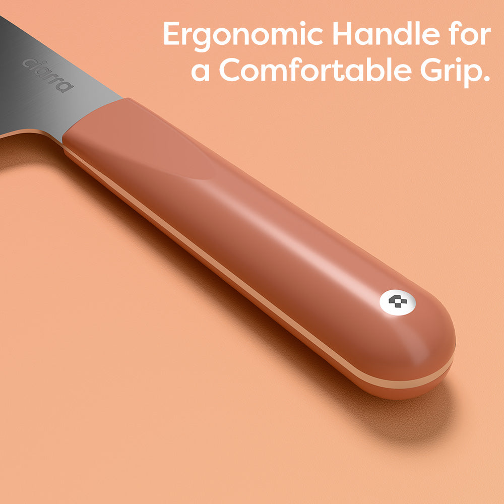 Gadgets Premium 3-Piece Beyond Trio Knife Set with Bread Knife, Chef Knife, Paring Knife, Stainless Steel Blade for Precise Cutting, Ergonomic Handles, Essential Kitchen Knife Set - Orangina